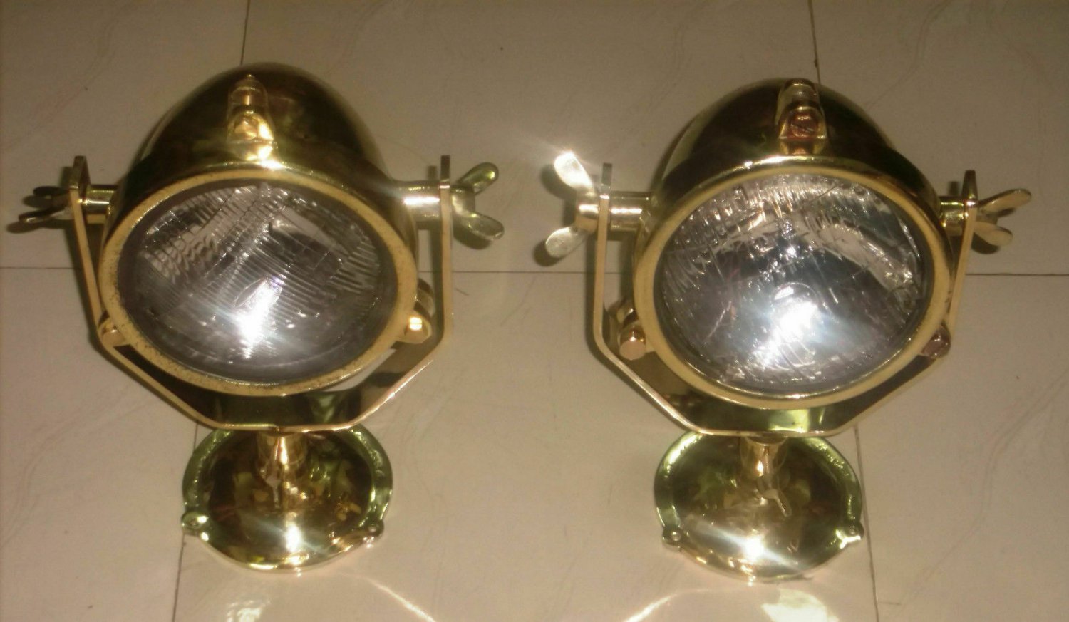 Authentical Nautical Maritime Boat Mini Ship Antique Spot Light 2 Pieces