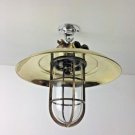 Vintage Antique Nautical Ship Brass Long Pendant Hanging Light With Brass Shade