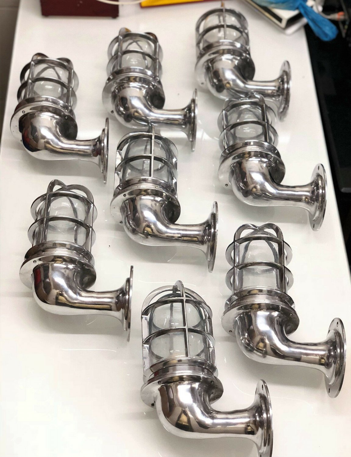 New Nautical Marine Swan Neck Solid Aluminum Wall polished light 8 Pieces