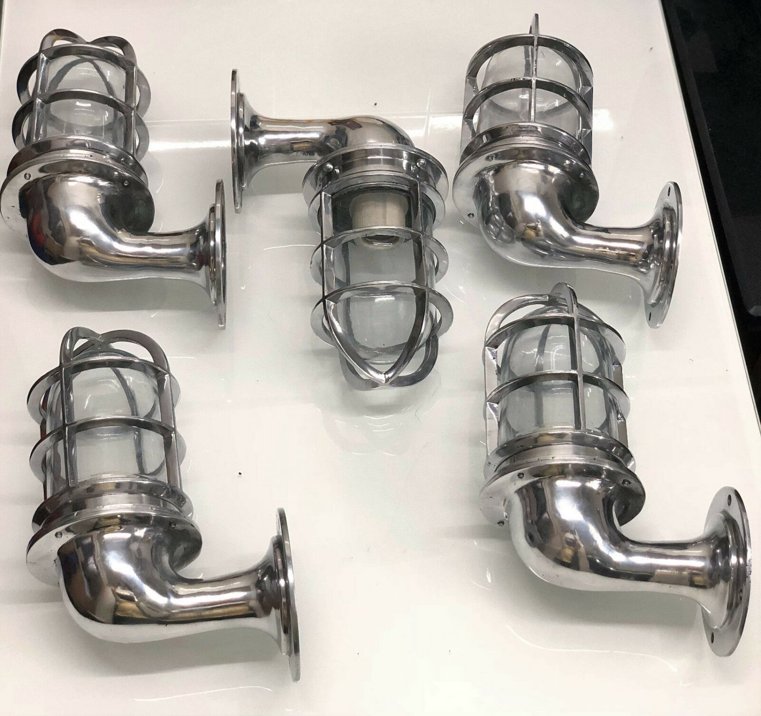 New Nautical Marine Swan Neck Solid Aluminum Wall polished light 5 Pieces