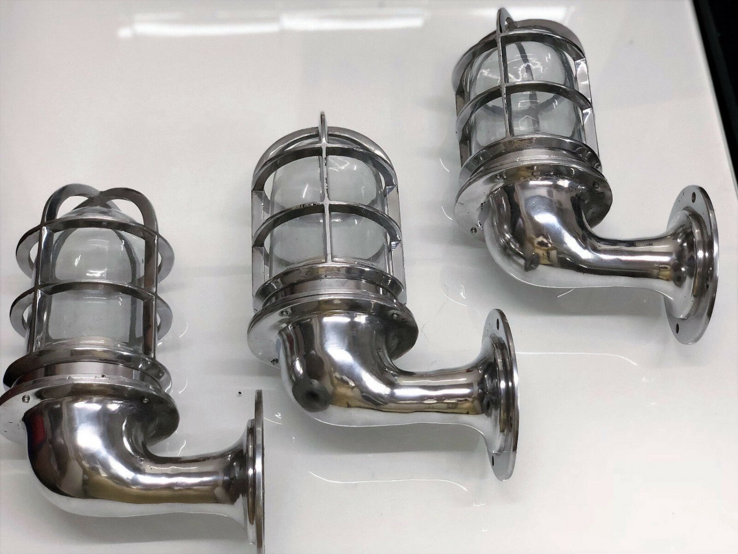 New Nautical Marine Swan Neck Solid Aluminum Wall polished light 3 Pieces