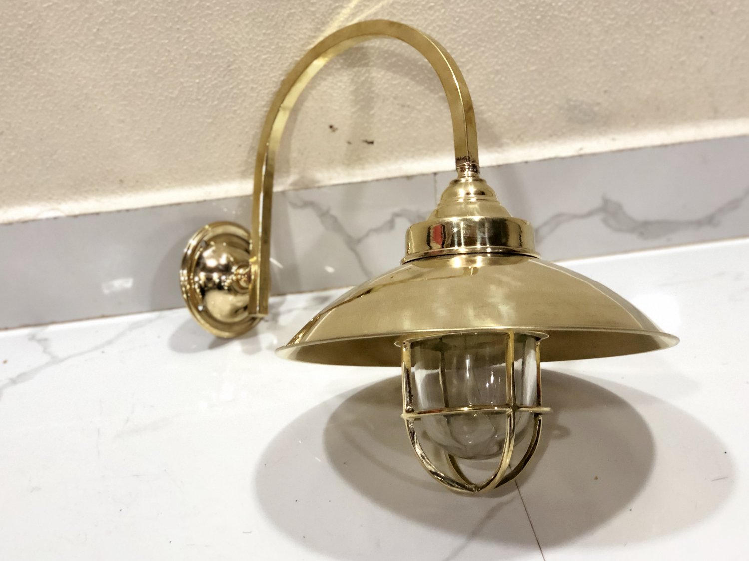 Nautical Ship Marine New Solid Brass Modern Swan Light With Shade 1 Piece
