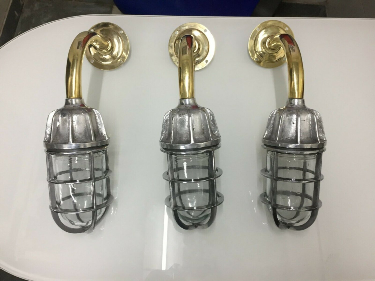 ew Nautical marine Swan neck Solid Aluminum wall light with Brass pipe 3 Pieces