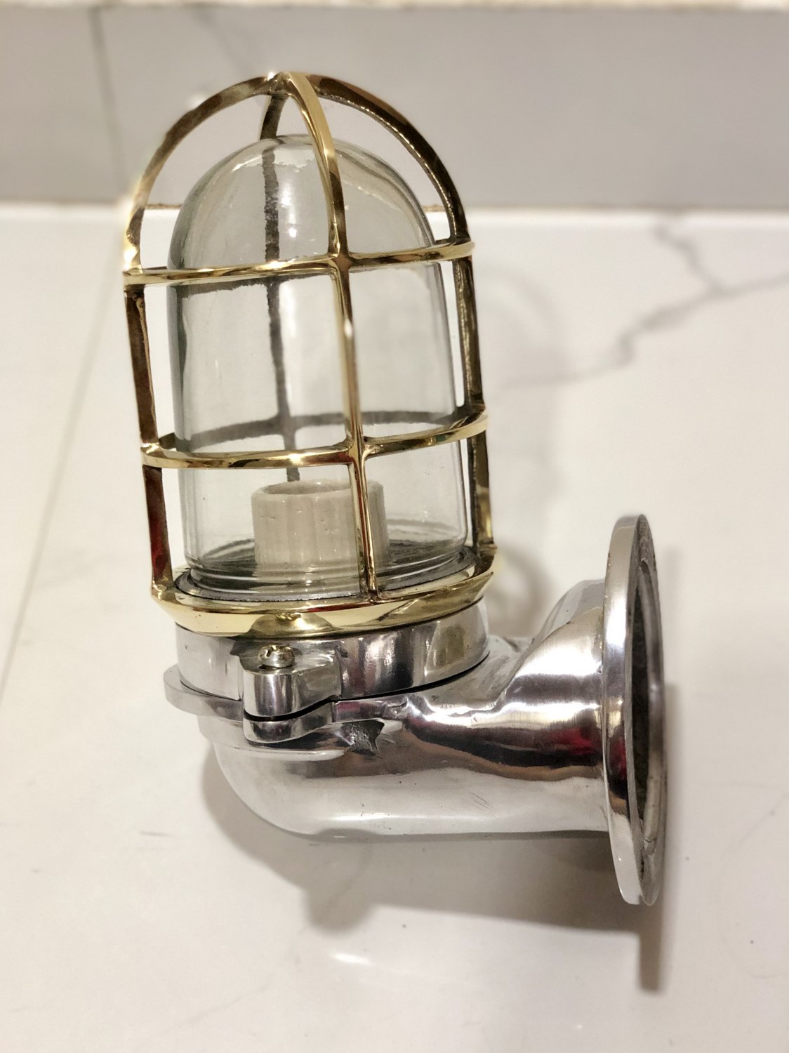 Japanese Naval Patt Passageway Wall Light &acirc;�� Brass Cage 1 Piece