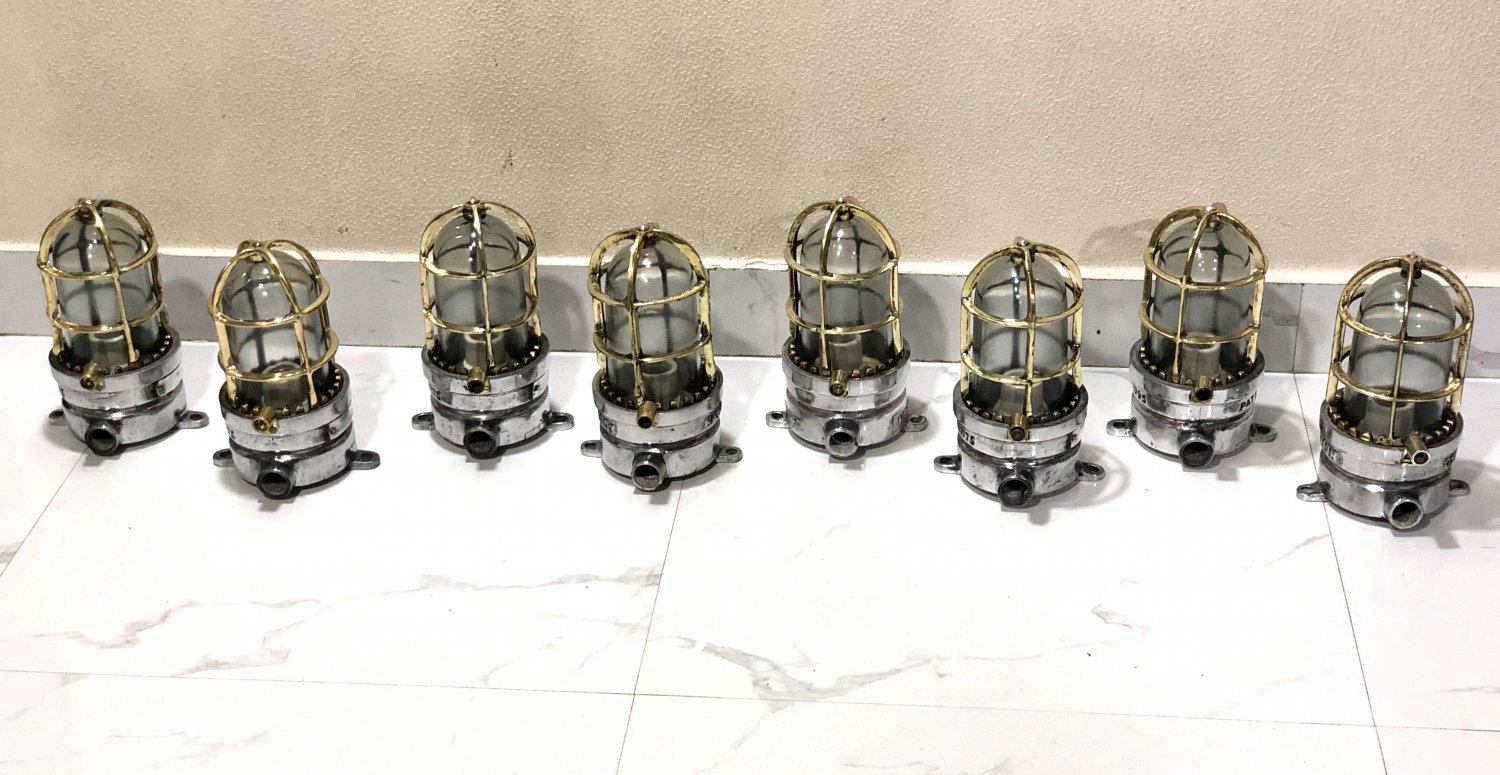 New Nautical Marine Solid Brass Cage & Aluminum Passageway Ceiling Light 8 Pieces