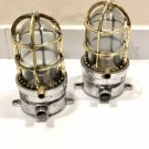 New Nautical Marine Solid Brass Cage & Aluminum Passageway Ceiling Light 2 Pieces