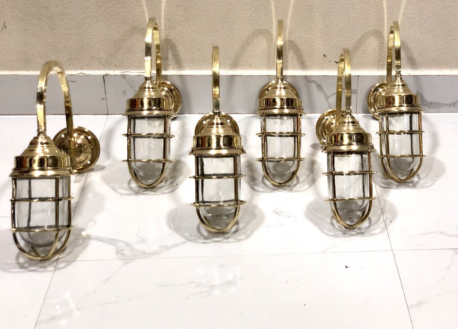 Nautical Arched Swan Neck Exterior Antique Galvanized Wall Decoration Light 6 Pieces