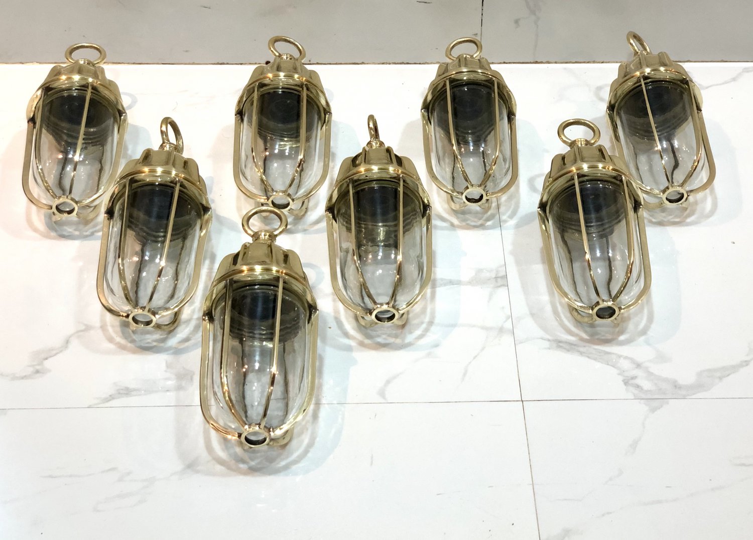 Nautical Marine Solid Brass Passageway Bulkhead Pendant Ship Light 8 Pieces