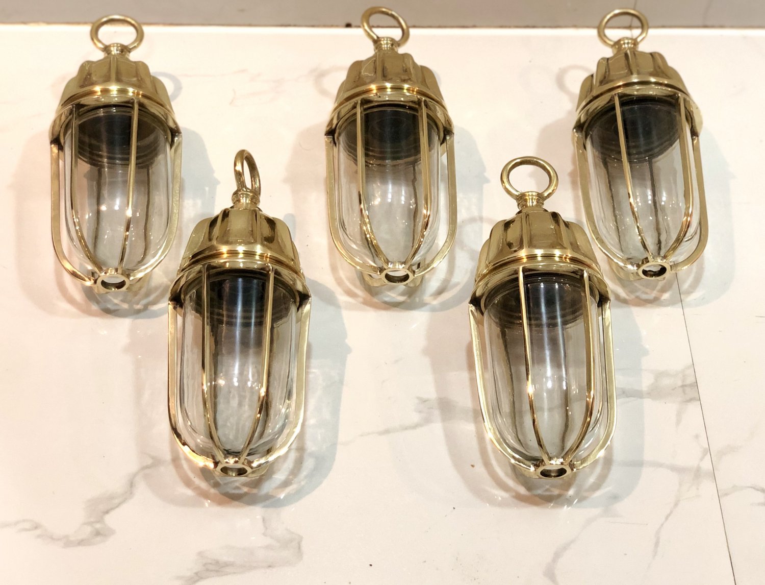 Nautical Marine Solid Brass Passageway Bulkhead Pendant Ship Light 5 Pieces