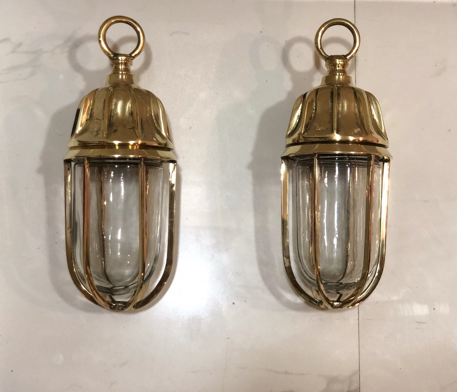 Nautical Marine Solid Brass Passageway Bulkhead Pendant Ship Light 2 Pieces