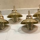 Nautical Marine Solid Brass Passageway Bulkhead Pendant Ship Light With Shade 4 Pieces