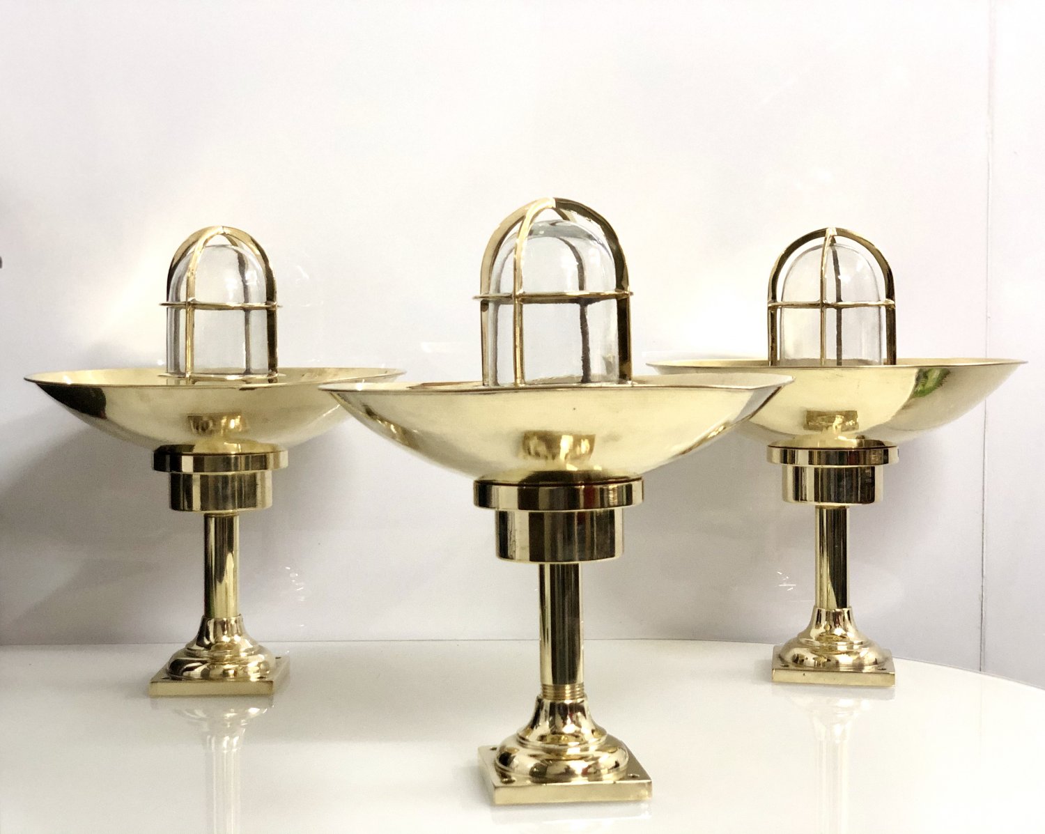 Vintage Style New Nautical Marine Mount Brass Bulkhead Light & Shade 3 Pieces