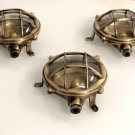 Nautical Marine Small Solid Brass Ship Bulkhead Wall Deck Light - Antique Polish 3 Pieces
