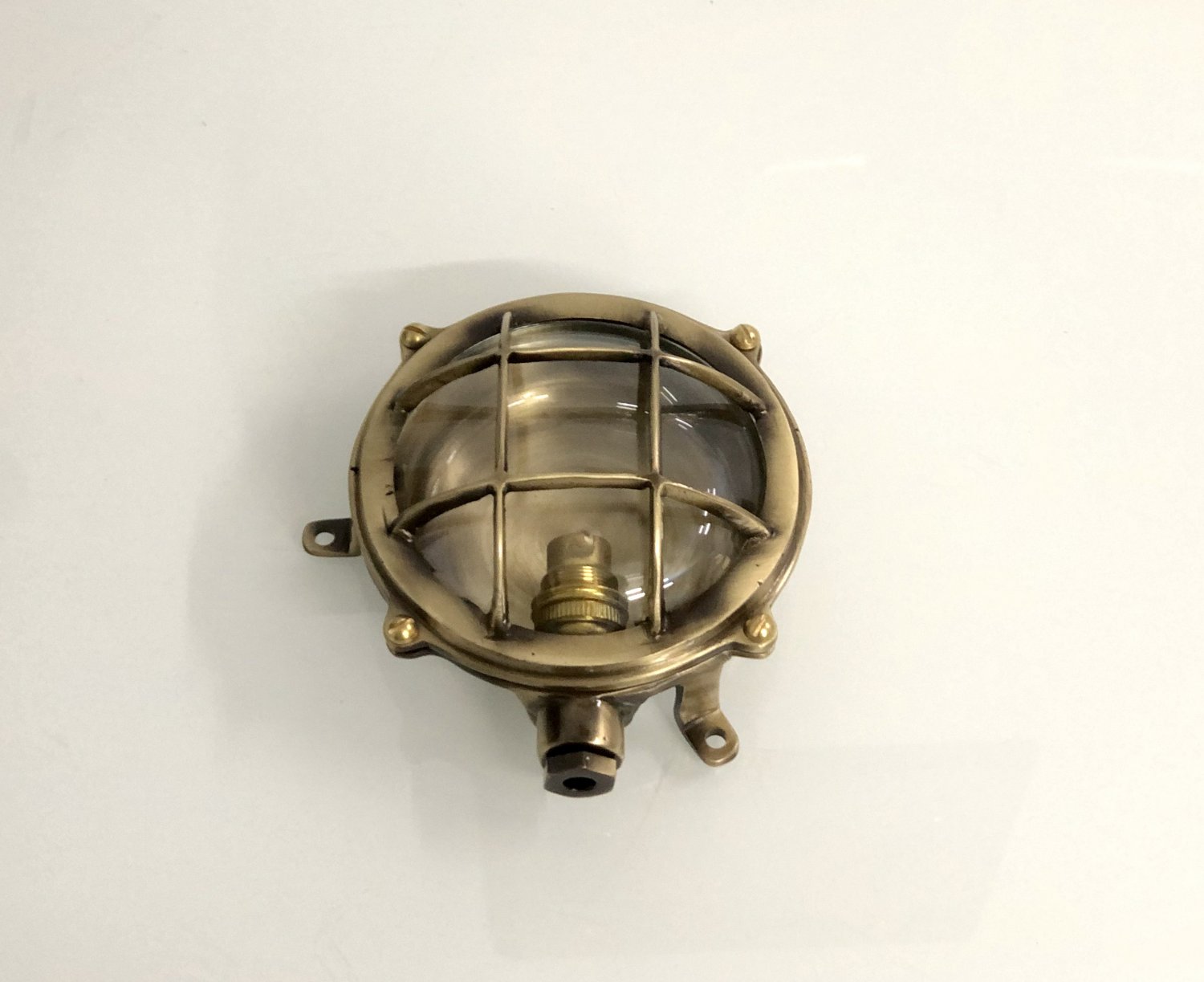 Nautical Marine Small Solid Brass Ship Bulkhead Wall Deck Light - Antique Polish 1 Piece
