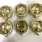 Nautical Industrial Marine Mini Solid Brass Ship Deck Wall Light Picked Polished 6 Pieces