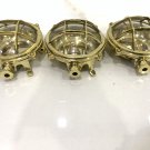 Nautical Industrial Marine Mini Solid Brass Ship Deck Wall Light Picked Polished 3 Pieces