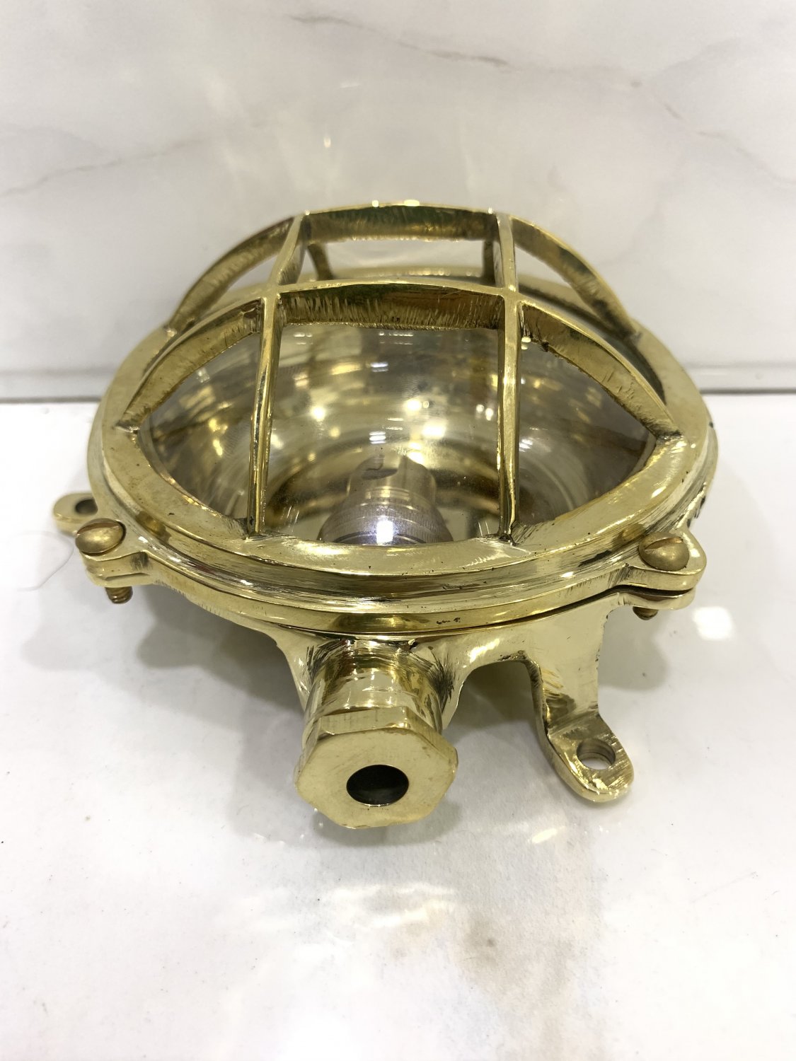 Nautical Industrial Marine Mini Solid Brass Ship Deck Wall Light Picked Polished 1 Piece