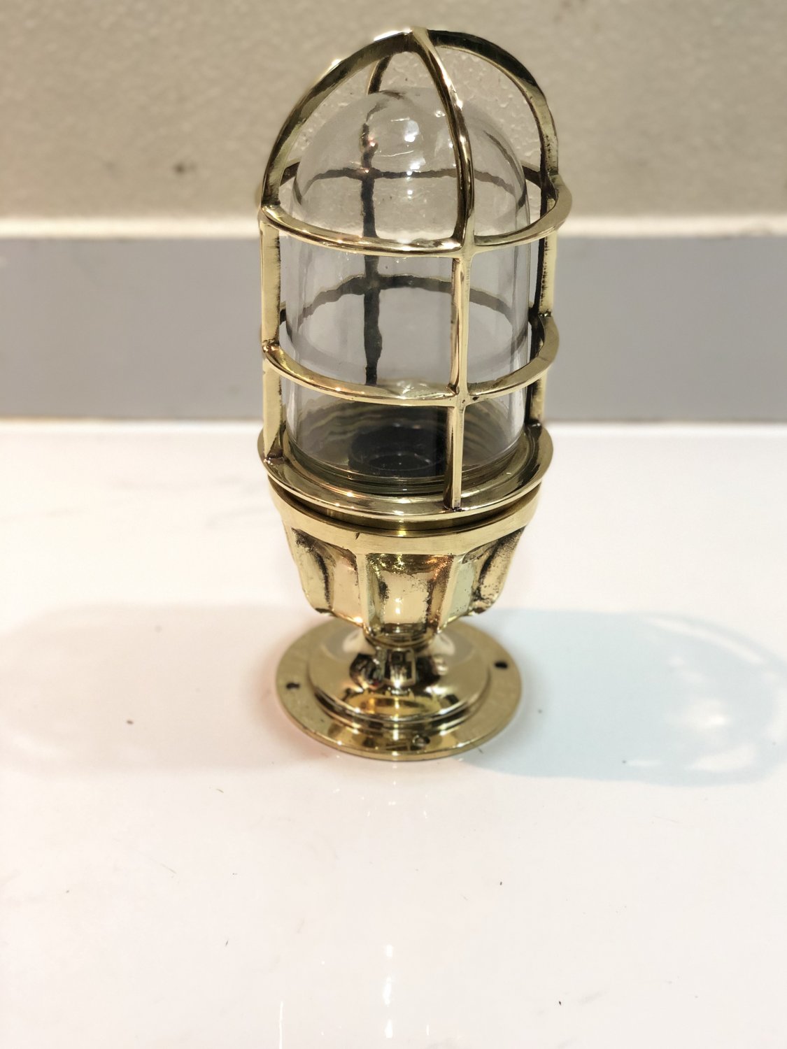 Nautical Antique Marine Solid Brass Mount Ship Bulkhead Passageway Ceiling Light