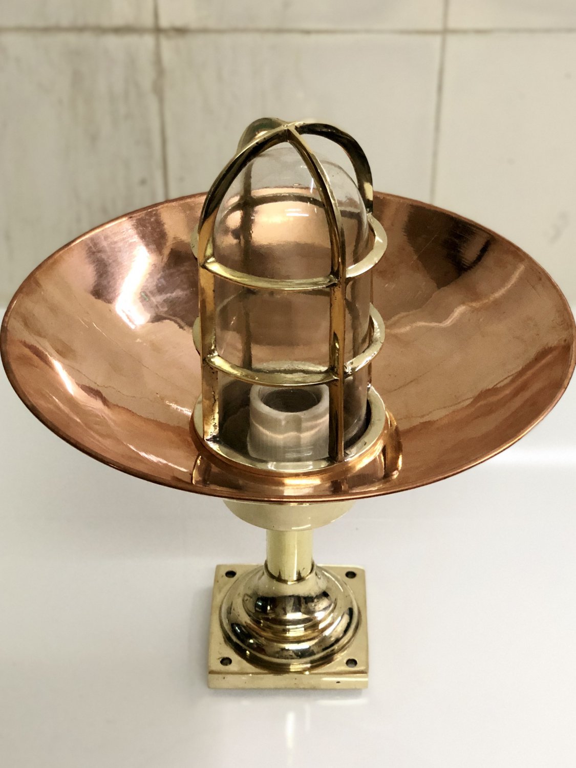 Vintage Style New Nautical Marine Mount Brass Passageway Bulkhead Light with Copper Shade