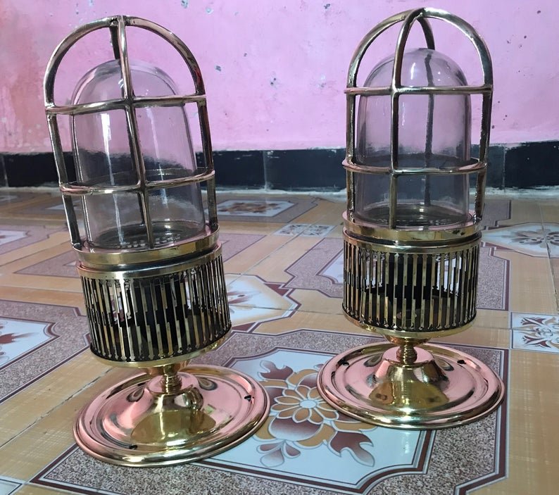 Nautical Ship Marine New Solid Brass Post Mounted/Ceiling/Bulkhead Ship Light 2 Pieces