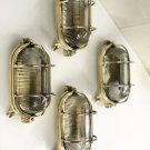 New Brass Original Ship Nautical Antique Wall Marine Passageway Oval Light 4 Pieces