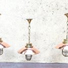 Nautical Passageway Bulkhead Brass Hanging Cargo New Light With Copper Shade 3 Pieces