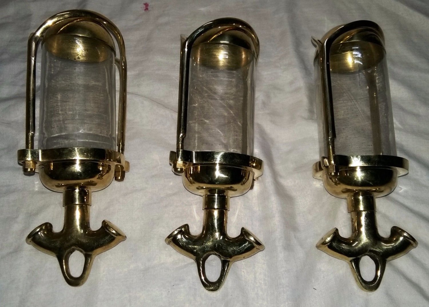 Nautical Marine New Vintage Style Ship Solid Brass Hanging Cargo Pendant Light 3 Pieces
