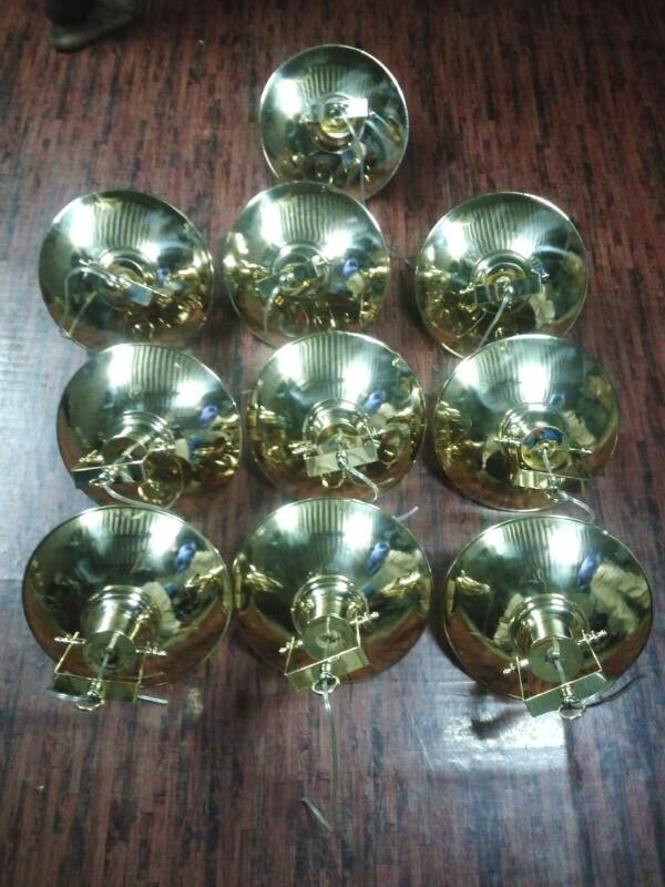 Nautical Ship Marine New Solid Brass Hanging Cargo Pendant Light With Shade 10 Pieces