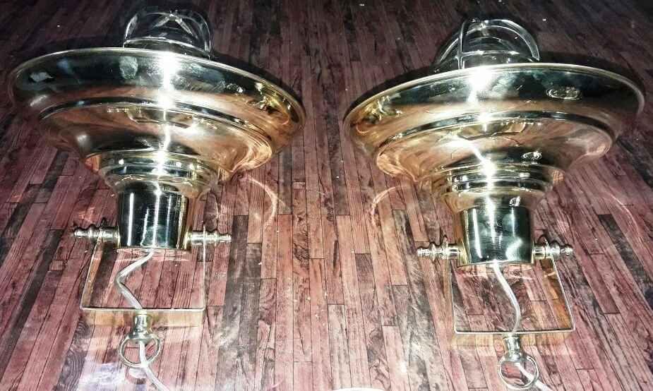 Nautical Ship Marine New Solid Brass Hanging Cargo Pendant Light with Shade 2 Pieces