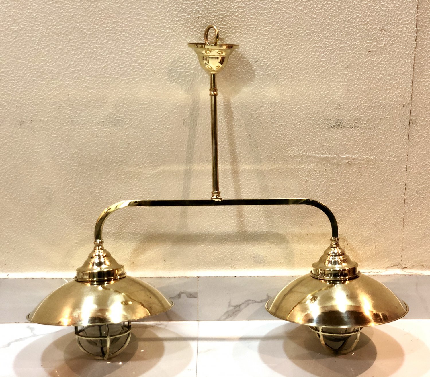 Nautical Retro Ship Marine New Solid Brass Hanging Cargo Pendant Twin Light 1 Pieces
