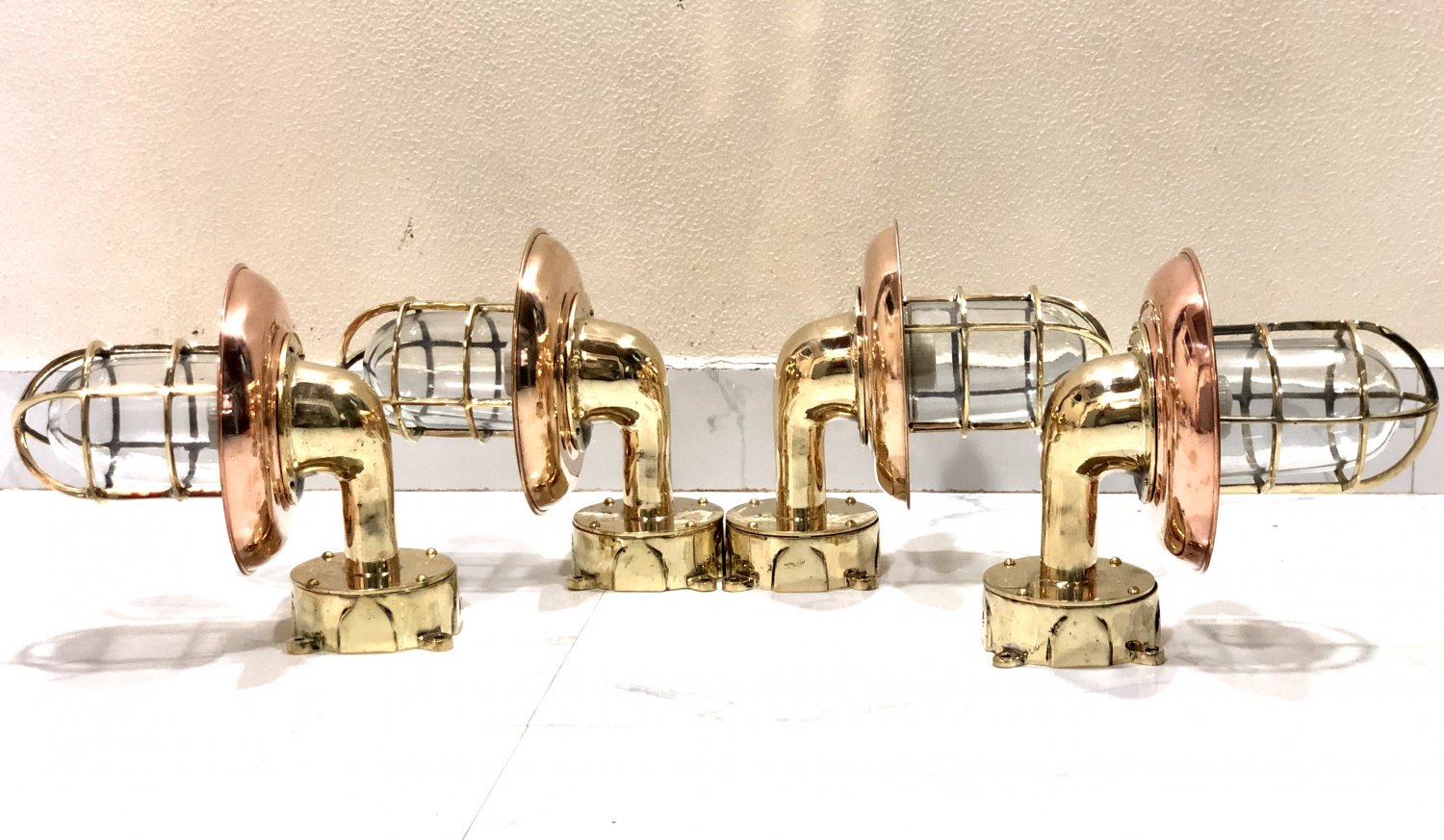 Nautical Bulkhead New Brass Passageway Ship Bulkhead Light & Shade Junction Box 4 Pieces