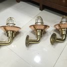 New Antique Brass Bulkhead Light Nautical Wall Sconces Light With Shade 3 Pieces