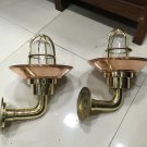 New Antique Brass Bulkhead Light Nautical Wall Sconces Light With Shade 2 Pieces