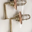 Nautical Marine Ship New Modern Solid Mount Swan Brass Bulkhead Light 2 Pieces