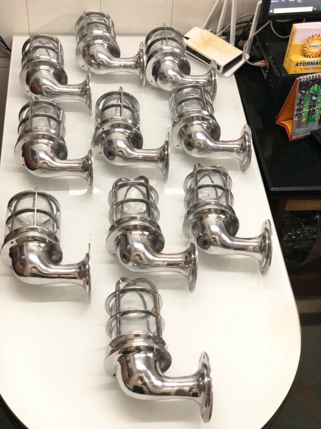 New Nautical Marine Swan Neck Solid Aluminum Wall Polished Light 10 Pieces