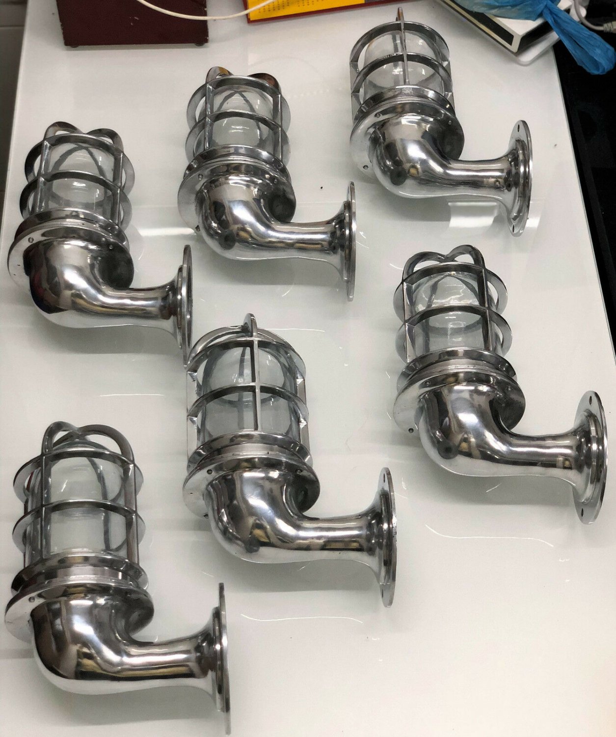 New Nautical Marine Swan Neck Solid Aluminum Wall polished light 6 Pieces