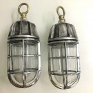 Nautical Marine Solid Aluminum Hanging Ship Light With Brass hook 2 Pieces