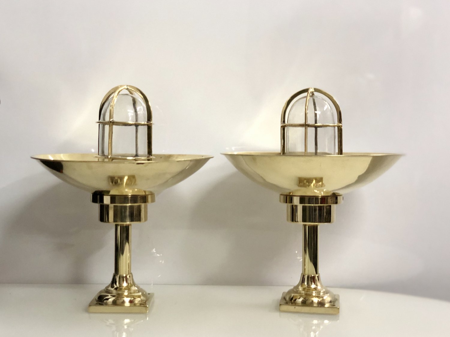 Vintage Style New Nautical Marine Mount Brass Bulkhead Light With Shade 2 Pcs