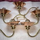 Reclaimed Old Long Curve Neck Solid Brass Passageway Nautical Swan Light With Copper Shade 5 Pieces