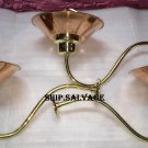 Reclaimed Old Long Curve Neck Solid Brass Passageway Nautical Swan Light With Copper Shade 3 Pieces