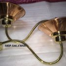 Reclaimed Old Long Curve Neck Solid Brass Passageway Nautical Swan Light With Copper Shade 2 Pieces