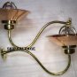 Reclaimed Old Long Curve Neck Solid Brass Passageway Nautical Swan Light With Copper Shade 2 Pieces