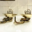Antique Old Marine Ship Calm Brass Passageway Nautical Sconce Light With Shade 2 Pieces