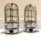 New Nautical Marine Solid Brass Cage & Aluminum Passageway Ceiling Light 2 Pieces