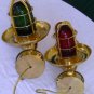 Authentic Ship Marine 90 degree Swan Neck Passage Sconce Light With Shade & Red Green Glass