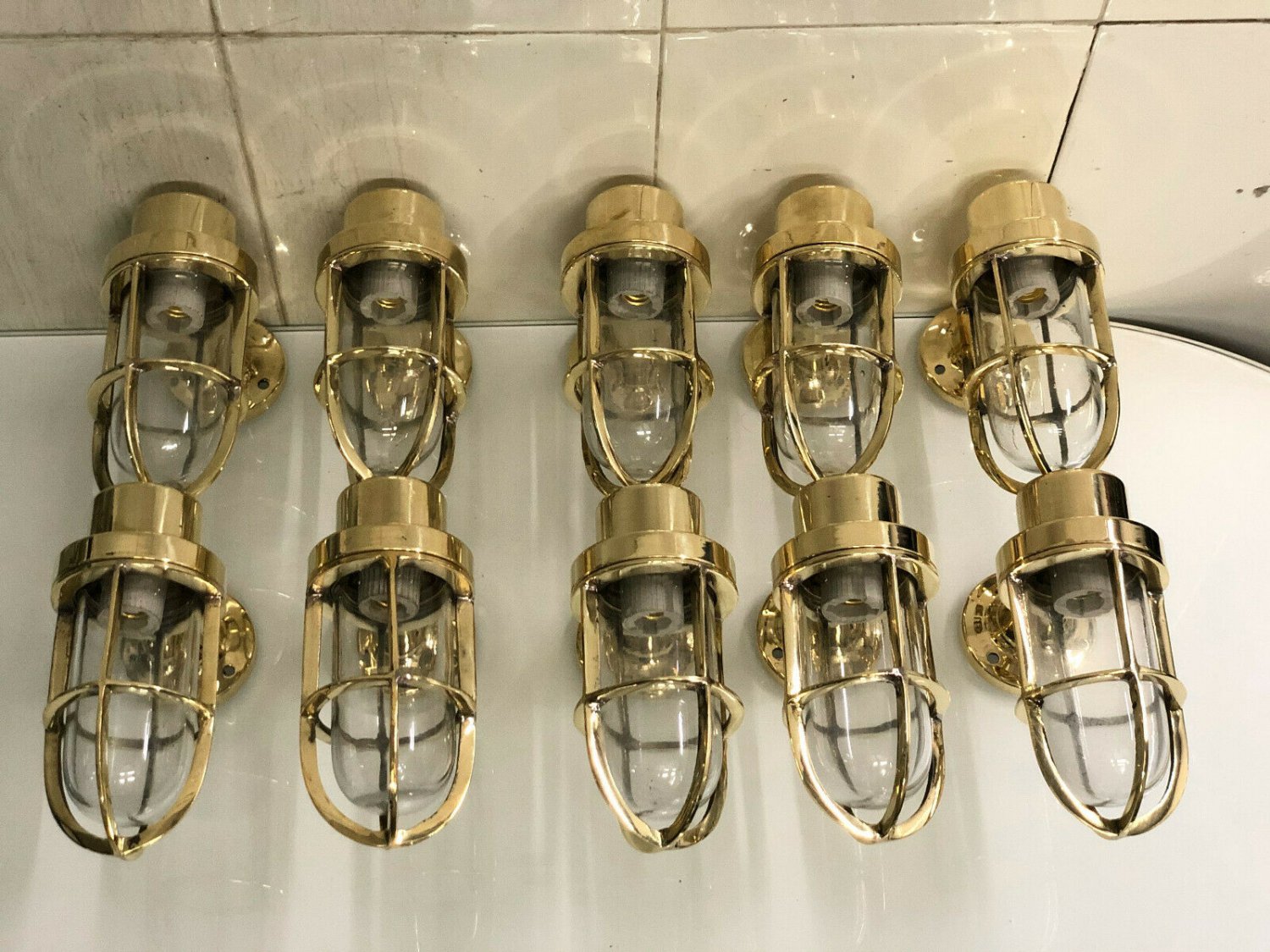 Nautical Ship Marine New Solid Brass Passageway Wall Swan Bulkhead Deco Light 10 Piece