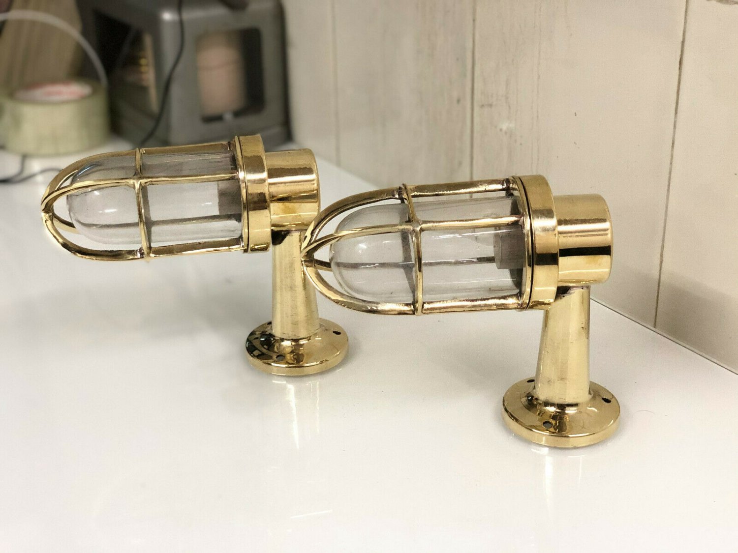 Nautical Ship Marine New Solid Brass Passageway Wall Swan Bulkhead Deco Light 2 Pieces