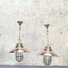 Nautical Passageway Bulkhead Brass Hanging Cargo New Light With Copper Shade 4 Pieces
