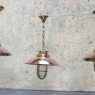 Nautical Passageway Bulkhead Brass Hanging Cargo New Light with Copper Shade 3 Pieces