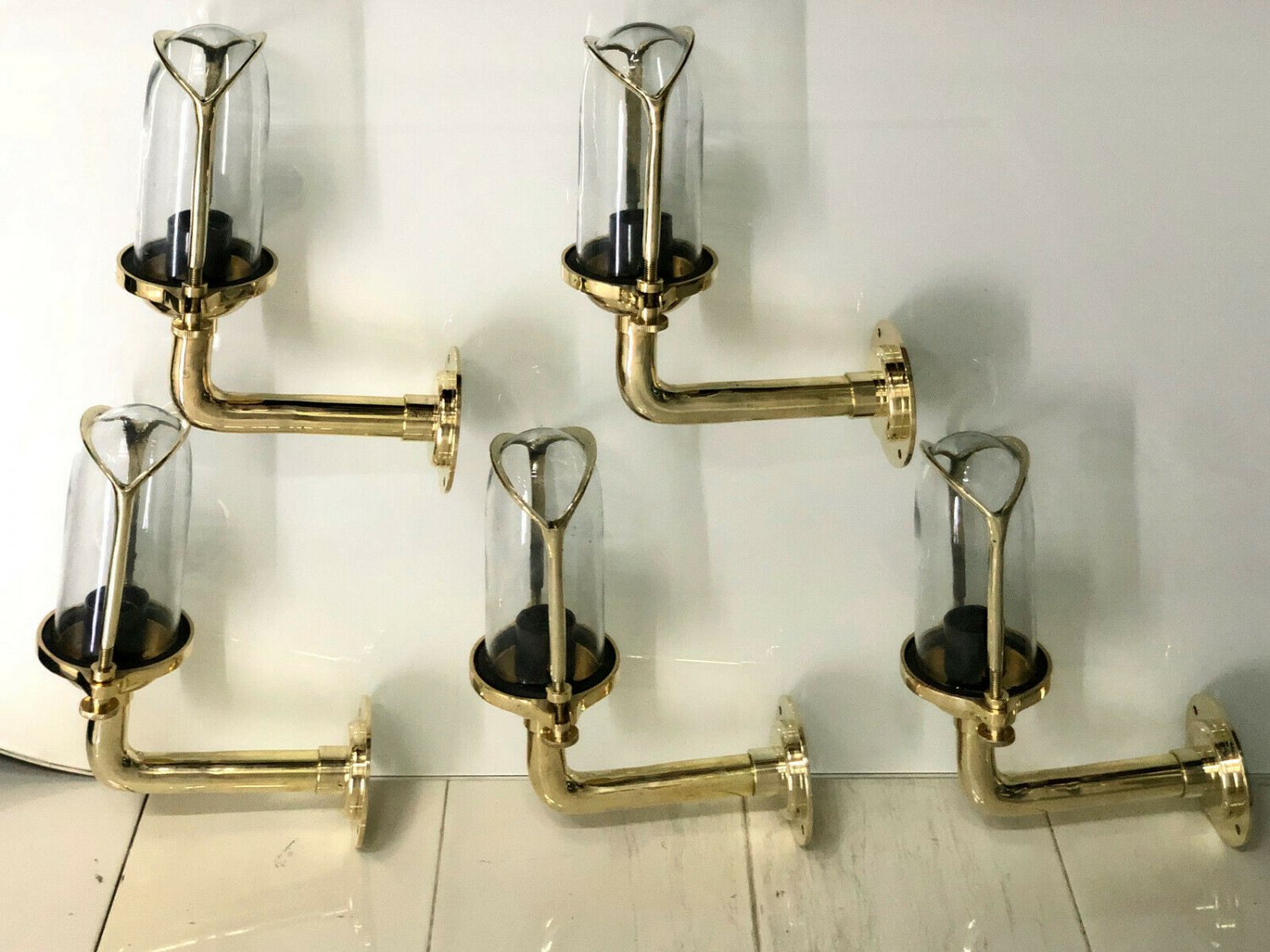 Nautical Ship Marine New Solid Brass Wall Swan Passageway Bulkhead Light 5 Pieces